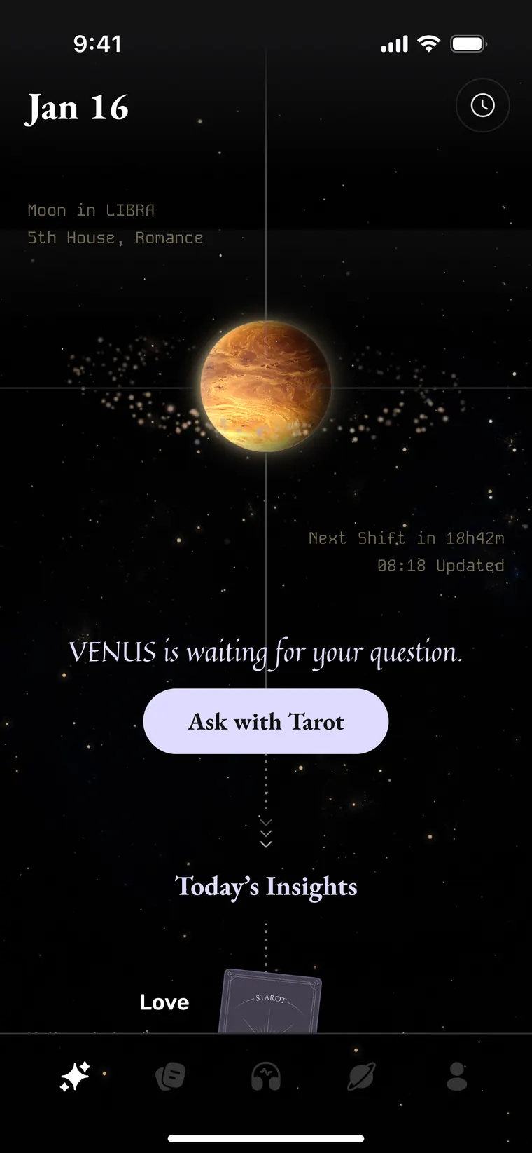 Today screen in the Starot app